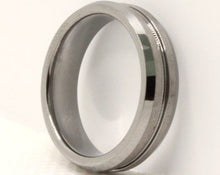 Load image into Gallery viewer, Tungsten Carbide Groove Center Satin Finish Beveled Edges Wedding Band Ring 6mm
