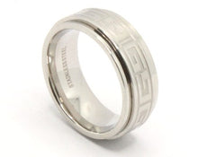 Load image into Gallery viewer, Stainless Steel Reflective High Polish Etched Greek Key Center Spinner Ring 8mm
