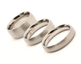 Stainless Steel Simple Plain Domed Matte Finish Wedding Thumb Ring Band 4-8mm