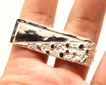 Load image into Gallery viewer, 925 Sterling Silver Rectangular Two Finger (5/8 Inch Wide, Sizes 8-13) Nugget Ring
