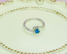 Load image into Gallery viewer, Dainty Sterling Silver Synthetic Opal Bypass Heart Ring for Women
