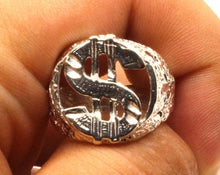 Load image into Gallery viewer, 925 Sterling Silver Detailed Dollar Sign Diamond Cut Finish 3/4 Inch Wide, Sizes 8-13 Ring
