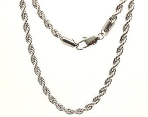 Stainless Steel Textured Rope 3/16 Inch Wide, Sizes 16-30 Inches Chain Necklace