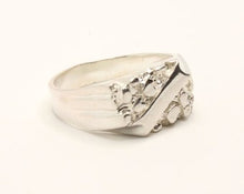 Load image into Gallery viewer, 925 Sterling Silver Slanted Center Stripe 7/16 Inch Wide Nugget Ring
