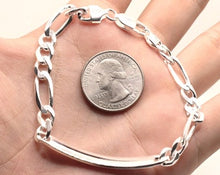 Load image into Gallery viewer, 925 Sterling Silver 6mm Personalized Custom Engraved Figaro Link ID Bracelet
