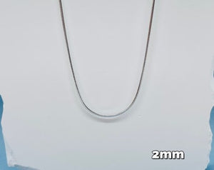 925 Sterling Silver Snake 2mm Chain Necklaces & Bracelets