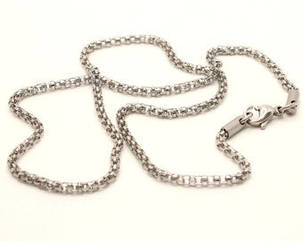 Stainless Steel Miniature Popcorn 2.5mm Wide, Sizes 18-24 Inches Chain Necklace