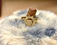 Load image into Gallery viewer, 10K Solid Yellow Gold Spinning Fidget Dodecagram Star Ring with CZ
