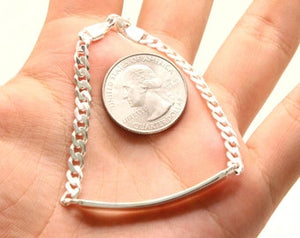 925 Sterling Silver 5mm Wide Personalized Custom Engraved Curb Link ID Bracelet