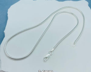 925 Sterling Silver Snake 2.5mm Chain Necklaces & Bracelets