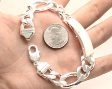 Load image into Gallery viewer, 925 Sterling Silver 12.5mm Personalized Custom Engraved Figaro Link ID Bracelet
