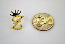 Load image into Gallery viewer, 10K Yellow Gold Initial Earrings Diamond Cut with Crown for Men Women A ~ Z
