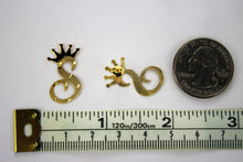 Load image into Gallery viewer, 10K Yellow Gold Initial Earrings Diamond Cut with Crown for Men Women A ~ Z
