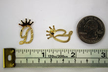 Load image into Gallery viewer, 10K Yellow Gold Initial Earrings Diamond Cut with Crown for Men Women A ~ Z

