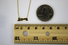 Load image into Gallery viewer, 14K Real Yellow Gold Small 'love' Pendant with Rolo Chain Adjustable 16" or 18"
