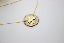 Load image into Gallery viewer, 14K Real Yellow Gold Small 'love' Pendant with Rolo Chain Adjustable 16" or 18"
