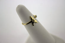 Load image into Gallery viewer, 14K Yellow Gold Initial Ring Handmade with CZ, Adjustable Ring 6 - 7.5
