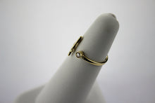 Load image into Gallery viewer, 14K Yellow Gold Initial Ring Handmade with CZ, Adjustable Ring 6 - 7.5
