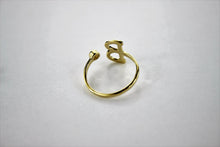 Load image into Gallery viewer, 14K Yellow Gold Initial Ring Handmade with CZ, Adjustable Ring 6 - 7.5
