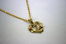 Load image into Gallery viewer, 10K Gold Initial Pendant Charm Flower Diamond Cut Girl Women &amp; Singapore Chain
