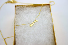 Load image into Gallery viewer, 14K Real Yellow Gold Small 'love' Pendant with Rolo Chain Adjustable 16" or 18"
