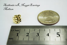 Load image into Gallery viewer, 10K Gold Authentic Nugget Round Diamond Cut Stud Earrings for Men Women
