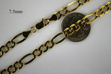 Load image into Gallery viewer, 10K REAL YELLOW GOLD 7.5mm Figaro Chain Pendant Necklace Bracelet 7" - 30"
