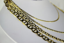 Load image into Gallery viewer, 10K Solid Yellow Gold Mariner Flat Chain Necklace (2mm ~ 7.5mm / 16" ~ 30")
