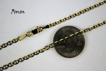 Load image into Gallery viewer, 10K Solid Yellow Gold Mariner Flat Chain Necklace (2mm ~ 7.5mm / 16" ~ 30")
