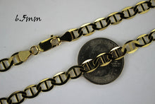 Load image into Gallery viewer, 10K Solid Yellow Gold Mariner Flat Chain Necklace (2mm ~ 7.5mm / 16" ~ 30")
