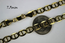 Load image into Gallery viewer, 10K Solid Yellow Gold Mariner Flat Chain Necklace (2mm ~ 7.5mm / 16" ~ 30")
