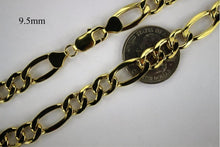Load image into Gallery viewer, 10K REAL YELLOW GOLD 9.5mm Figaro Chain Pendant Necklace Bracelet 7" - 30"
