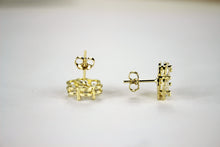 Load image into Gallery viewer, 10K Yellow Gold Flower Stud Earrings with CZ 3 sizes
