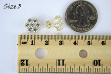 Load image into Gallery viewer, 10K Yellow Gold Flower Stud Earrings with CZ 3 sizes
