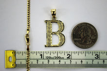 Load image into Gallery viewer, 10K Yellow Gold Initial Pendant Charm D/C A ~ Z Alphabet &amp; Cuban Chain 2.5mm in width
