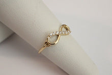 Load image into Gallery viewer, 14K Yellow Gold Infinity Ring with CZ for Ladies Woman Girl
