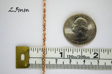 Load image into Gallery viewer, 14K Solid Rose Gold Rope Chain Necklace 1.5mm ~ 6mm for Men Women
