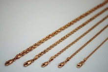 Load image into Gallery viewer, 10K Solid Rose Gold Rope Chain Necklace 1.5mm ~ 6mm for Men Women
