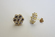 Load image into Gallery viewer, 10K Yellow Gold Flower Stud CZ Earrings 6 sizes
