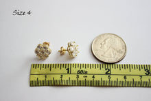 Load image into Gallery viewer, 14K Yellow Gold Flower Stud CZ Earrings 4 sizes

