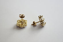 Load image into Gallery viewer, 10K Yellow Gold Flower Stud CZ Earrings 6 sizes
