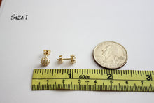 Load image into Gallery viewer, 14K Yellow Gold Flower Stud CZ Earrings 4 sizes
