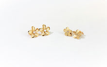 Load image into Gallery viewer, 14K Yellow &amp; Rose Gold Pretty Flower Earrings 2 Sizes with CZ
