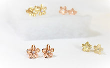 Load image into Gallery viewer, 14K Yellow &amp; Rose Gold Pretty Flower Earrings 2 Sizes with CZ
