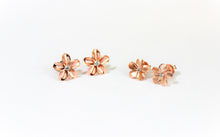 Load image into Gallery viewer, 14K Yellow &amp; Rose Gold Pretty Flower Earrings 2 Sizes with CZ
