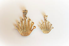 Load image into Gallery viewer, 10K Yellow Gold Crown KING Pendant Charm 2 Sizes
