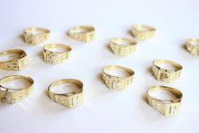 Load image into Gallery viewer, 10K Yellow Gold Alphabet Letter Initial Ring Diamond Cut
