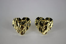Load image into Gallery viewer, 10K Real Yellow Gold Heart Nugget Earrings with Diamond Cut

