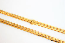 Load image into Gallery viewer, 10K Yellow Gold Hollow Miami 6.5mm Necklace Chain Bracelet
