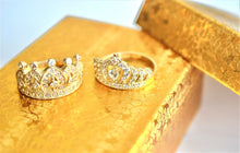 Load image into Gallery viewer, 10k Solid Yellow Gold Cubic Zirconia Polished Crown Ring [2 Styles]
